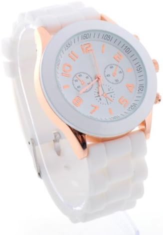 Unisex Silicone Gel Ceramic Style Jelly Band Classic Watch Black...