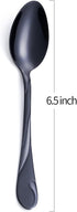 Black Dessert Spoon Set, Seeshine 6.5-inch Stainless Steel Shiny Black Teaspoon, Espresso Coffee Spoon, Set of 6...