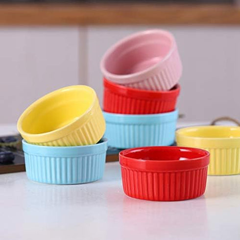 Sizikato Set of 4 Porcelain Souffle Dish Ramekins Bowls for Baking. 4oz...