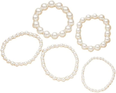 YangQian Layered Pearl Stretch Bracelets Set for Women Stackable Bracelets for Girls Multi Layer costume Pearl Bracelet Wedding Bracelets for Brid...