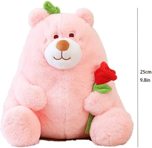 Stuffed Animals & Plush Toys Cute Flower Bear Stuffed Animal Plush Toys Super Soft Bear Cuddle Throw Pillows 9.8in (Color : Pink)...