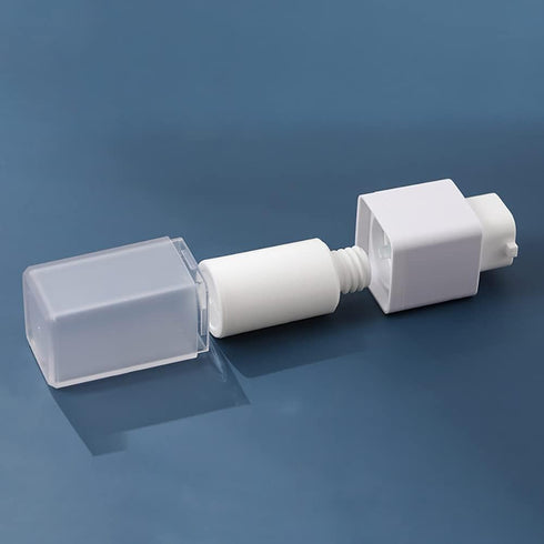 2 Pcs Frosted Plastic Airless Pump Bottles Refillable Foundation Bottles Empty Cream Lotion Bottles Square Essence Dispensers 50ML...