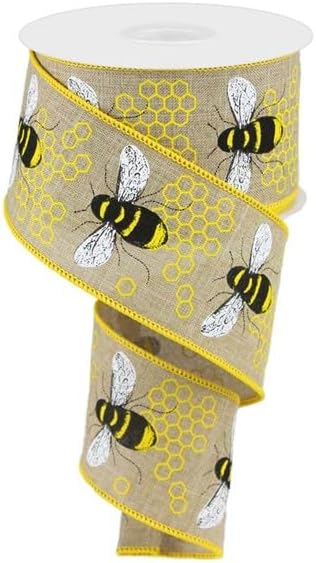 Craig Bachman Honey Bee Canvas Wired Ribbon 2.5 Inches x 10 Yards (Light Beige)...