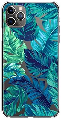 Blingy's for iPhone 12 Pro Case (6.1 inch), Tropical Palm Leaves Pattern Cute Floral Jungle Style Transparent Soft TPU Protective Clear Case Compa...