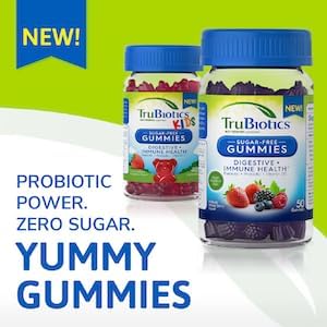 TruBiotics Probiotics for Kids with Prebiotics & Vitamin C, Sugar-Free Gummies for Digestive & Immune Health Support, Chewable Kids Probiotic Supp...