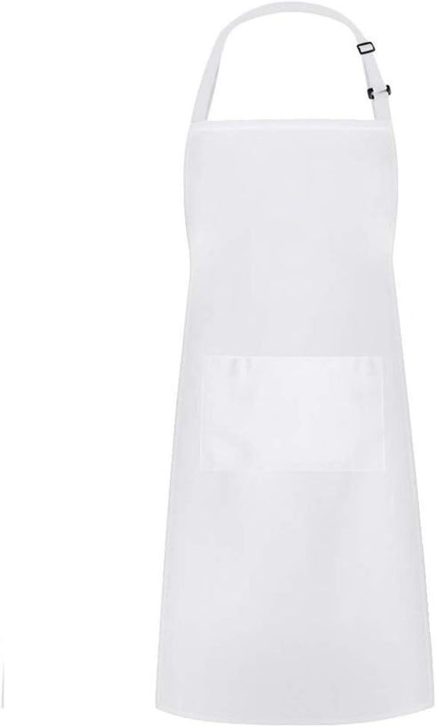 Hyzrz Chef Apron Hat Set, Chef Hat and Adult Kitchen Pocket Adjustable Apron with Butcher Hat Baker Costume for Men and Women Father's Gift (White...