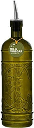 Couronne Company Olive Branch Recycled Glass Oil or Vinegar Bottle with Pour Spout, , 11 Inch Tall, 16.1 Ounce, Vintage Green, 1 Piece, 475ml...