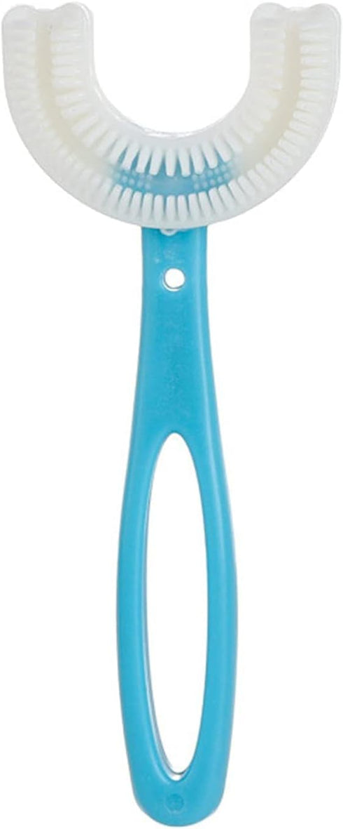 Blue Toothbrushes,All Rounded Children U Shape Toothbrush, U-Shaped Whole Mouth Teeth Brush, Silicone Bristles Massage Gums, All-Round Cleaning To...