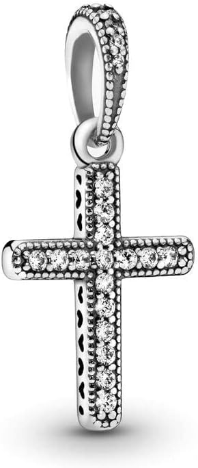 Sparkling Cross Pendant Charm 925 Sterling Silver Pendant,Jewelry Beads Gifts for Women Bracelet&Necklace A0134...