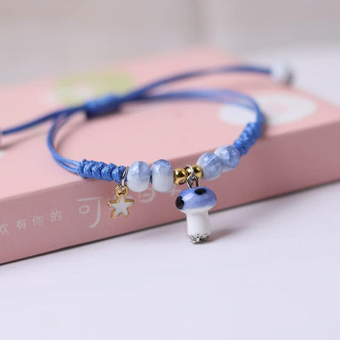 4Pcs Cute Mushroom Anklet Colorful Beaded Bracelets Luck String Rope Chain Braided Bracelet Friendship Jewelry for Women Men...
