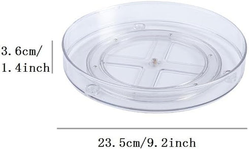 Clear Lazy Susan Organizer,9.2 inch Turntable Spice Rack,360 Rotating Turntable Organizer for Kitchen Cabinet,1 Tier Tray for Cabinet - Clear Spin...
