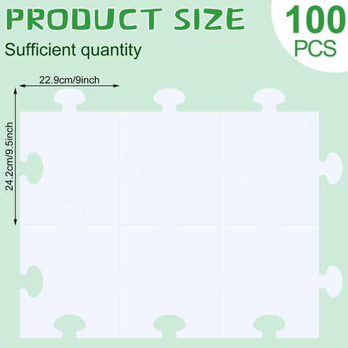 Glenmal 100 Pcs Large White Blank Puzzle Pieces Oversize White Blank Papers Puzzle Pieces Giant Puzzle Piece for Adult to Draw and Write and Makes...