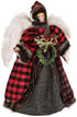Glitzhome Handmade Plaid Angel Figurine Christmas Treetop Ornament Decoration 12" H - Red & Black...