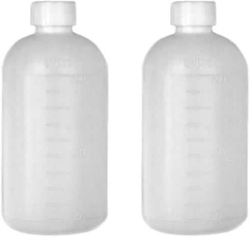 2PCS 500ml/17oz Empty Plastic Small Mouth Graduated Lab Chemical Container Reagent Bottle Sample Liquid Sealing Reagent Bottle Boston Rounds Liqui...