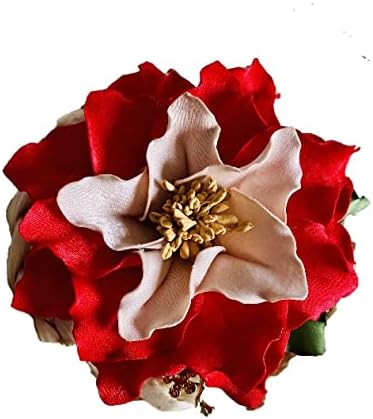ETA Red Lily Flower Pin Brooch, Floral Fabric Brooch or for Women, Wedding Party Dress and Scarf Accessories, Fashion Accesories Women Girls Birth...