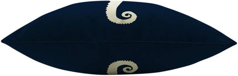 Mugod Sea Horse Decorative Throw Pillow Cover Case Marine Animal Cute Hippocampus White and Navy Blue Cotton Linen Pillow Cases Square Standard Cu...