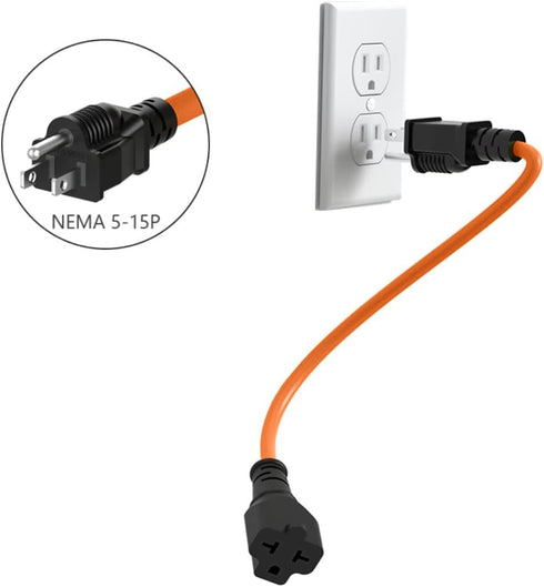 1Ft 12AWG 15 Amp Household Plug to 20-Amp Adapter Cable Nema 5-15P to 5-20R,5-15P to 6-15R/20R T-Blade 20Amp to 15Amp AC Plug-Adapter Cable,Heavy ...