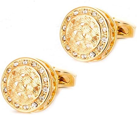 Gold tone Braided shape Cubic stones Cufflinks Luxury Chic Cuff links YW25G...