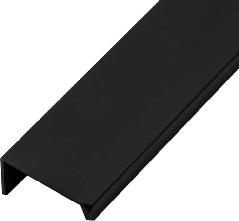 LC LICTOP 300mm/11.8" Modern Style Finger Edge Tab Pull Handle Door Knobs Drawer Pulls Aluminum Matte Black Satin Nickel with Screws (Black 2pcs)...