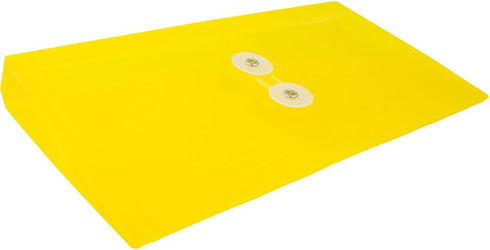 JAM PAPER Plastic Envelopes with Button & String Tie Closure - #10 Business Booklet - 5 1/4 x 10 - Yellow - 12/pack...
