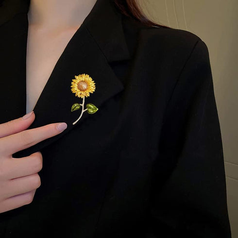 Sunflower Brooch Pins Set Rhinestone Crystal Flower Bee Lapel Pin Shining Elegant Vintage Gold Yellow Pin Ladies Brooch...