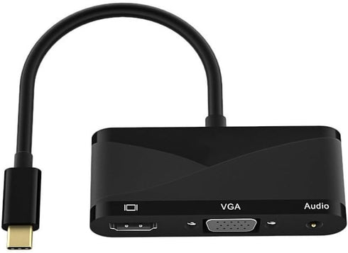 Replacement 3 in 1 USBC to HDMI VGA 3.5 Audio Docking Hub 1 in 2 Out Compatible Laptop Host Mac TYPEC External HDMI TV Monitor Projector Cable Con...