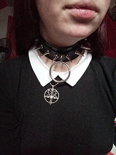 INENIMARTJ Gothic Spike Rivets Choker Necklace and Bracelet Set,Emo Choker Bracelet Set Punk Rock PU Leather Spike Collar Halloween Costume Cospla...