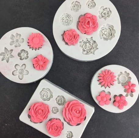 1Pc 3D Mini Daisy Flower Molds Silicone Resin Fondant Mold Flower Shape Pastry Baking Molds Cake Decorating Tools DIY Chocolate Candy Cake Decor A...