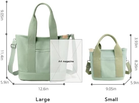 Small Tote Bag with Zipper, 2024 Canvas Multi-Pocket Crossbody Bag Shoulder Bag Satchel Hobo Bag Messenger Bag...