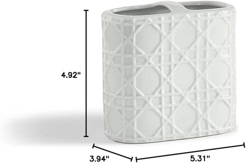 Kassatex ARN-TBH Rattan Toothbrush Holder, Porcelain...