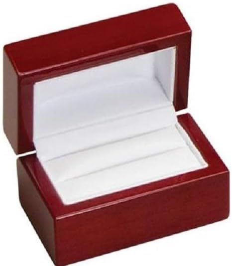 Elegant Rosewood Double Ring His and Her Rings Box Premium Wooden Box with White Leather interior and Metal Hinge (Double Ring Set)...