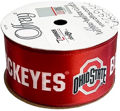 1.5" Ohio State Ribbon, Licensed by Offray Ribbon - Officially Licensed (Red - 5 Yards (15 Feet))...