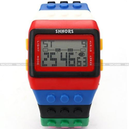 Rainbow Building Blocks Digital LED Light Ladies Men's Waterproof Sport Watch LED087...