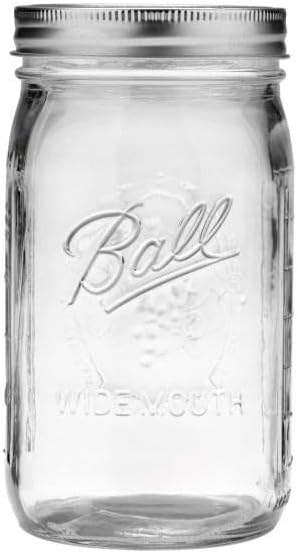 Ball Quart (32oz) Jar with Silver Lid, Wide Mouth, Set of 2...