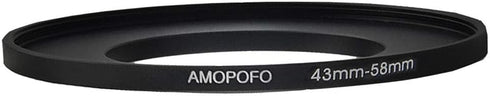 Metal Step Up Ring Adapter 43mm to 58mm Step-Up Lens Adapter Ring for Filters, Made of CNC Machined Space Aluminum with Matte Black Electroplated ...