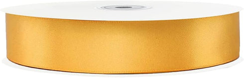 LIUYAXI Yellow Gold Double Face Satin Ribbon 1" X 50 Yards, Ribbons Perfect for Crafts, Gift Wrapping, Bow Making and More...