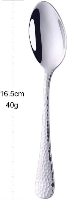 Dessert Spoon Salad Spoon 6.5-Inch Big Teaspoon BUY&USE 12 Pieces Stainless Steel Hammered Surface Silverware Set for Home Hotel Restaurant...