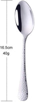 Dessert Spoon Salad Spoon 6.5-Inch Big Teaspoon BUY&USE 12 Pieces Stainless Steel Hammered Surface Silverware Set for Home Hotel Restaurant...