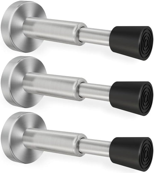DOKU 4.1 Inch Spring Door Stoppers, 3Pcs Stainless Steel Door Stopper with Rubber Tips Bumper, Hydraulic Shock Absorbent Technology, Wall Mounted ...