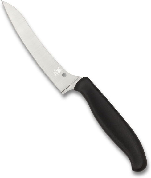 Spyderco Z-Cut Kitchen Knife with 4.4" Pointed Tip CTS BD1N Stainless Steel Blade and Durable Black Polypropylene Handle - PlainEdge - K14PBK...