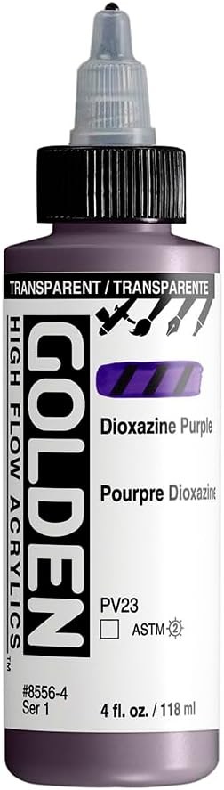 High Flow Acrylics by GOLDEN, Transparent Dioxazine Purple, 4 fl. oz. Bottle, Professional Acrylic Paint, Transparent...