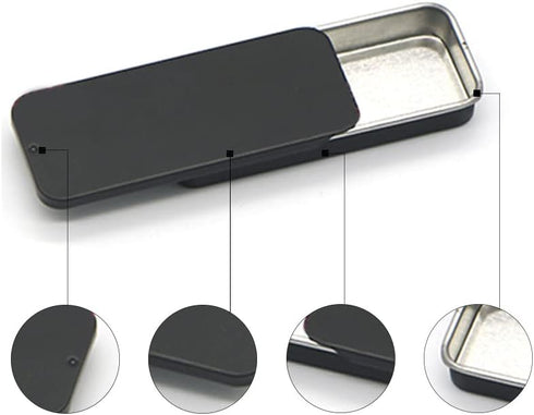 HLLMX3 PCS Mini Metal Tin Box Containers Metal Slide Top Tin Containers Rectangular Empty Hinged Tins Box Containers 3.15 by 1.34 by 0.4 Inch for ...