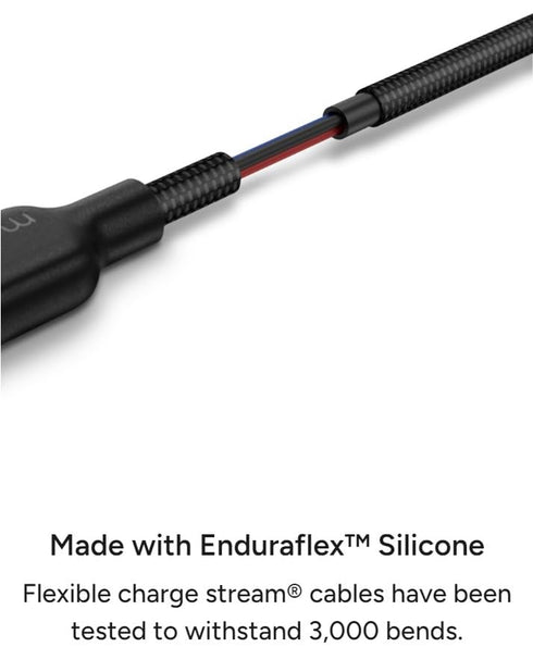 mophie Charge Stream USB-A to USB-C 1m/3ft Silicone Cable - Braided Enduraflex Design, 15W Fast Charge Compatible, & Ultra-Durable Build...
