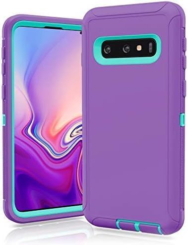 Galaxy S10 Defender Case, Protective Defender Shockproof Hybrid Case Dual Layer Design Hard Cover Compatible with Samsung Galaxy S10 (Purple-Teal)...