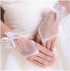 Olbye Womens' Wedding Gloves Fingerless Rhinestone Lace Gloves for Brides and Bridesmaids Lace Bow Gloves White...