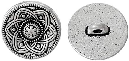 12 PCS Antique Silver Six-Petal Flower Carving Circle Button Vintage Coat Button High-Grade Alloy Button Trench Coat Button...