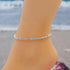 Sparkly Glass Rhinestone Square Artisan Beaded Stretch Anklet | Handmade Hypoallergenic Beach Gala Wedding Style Jewelry...