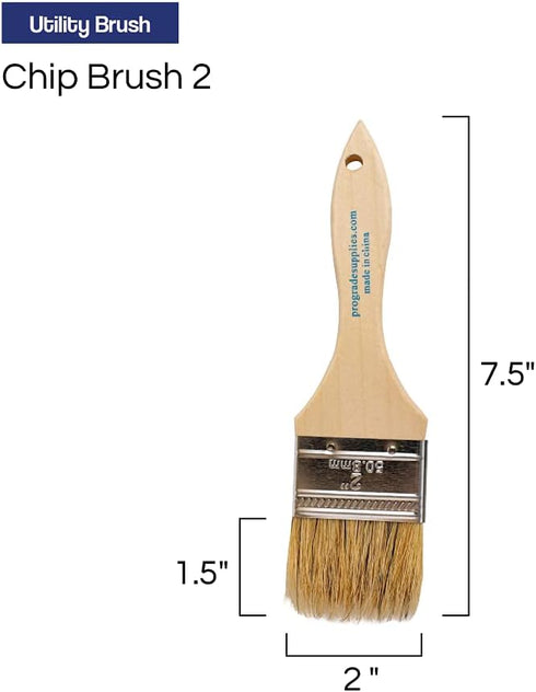 Pro Grade - Chip Paint Brushes - 12 Ea 2 Inch Chip Paint Brush Light Brown...