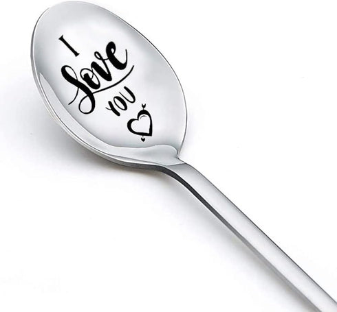I Love You Spoon Gifts for Couple Birthday Anniversary Christmas Gifts for Boyfriend Girlfriend Best Friend Engraved Spoon Coffee Lover Gifts...