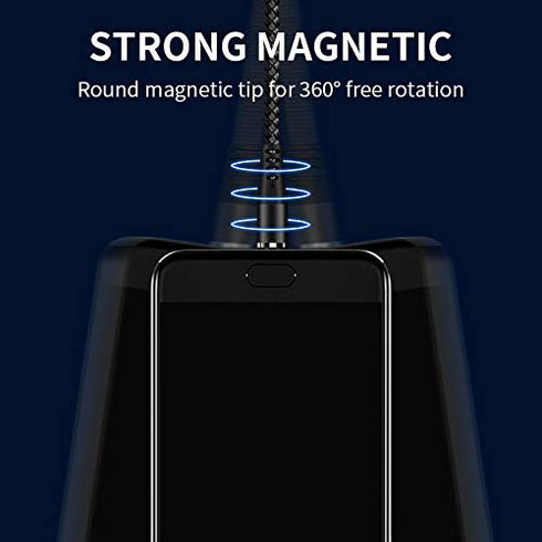 Magnetic Charging Cable 4 Pack- (6.6ft/6.6ft/3.3ft/3.3ft) 360° 3-in-1 Magnetic USB C Charging Cable | LED Light Nylon Braided Magnetic Cable for i...
